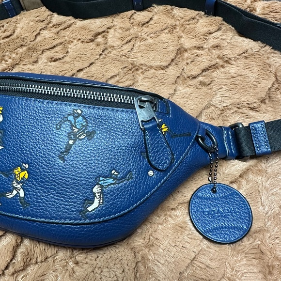 Coach Blue Leather Belt Bag with Sports Motif - Picture 6 of 12